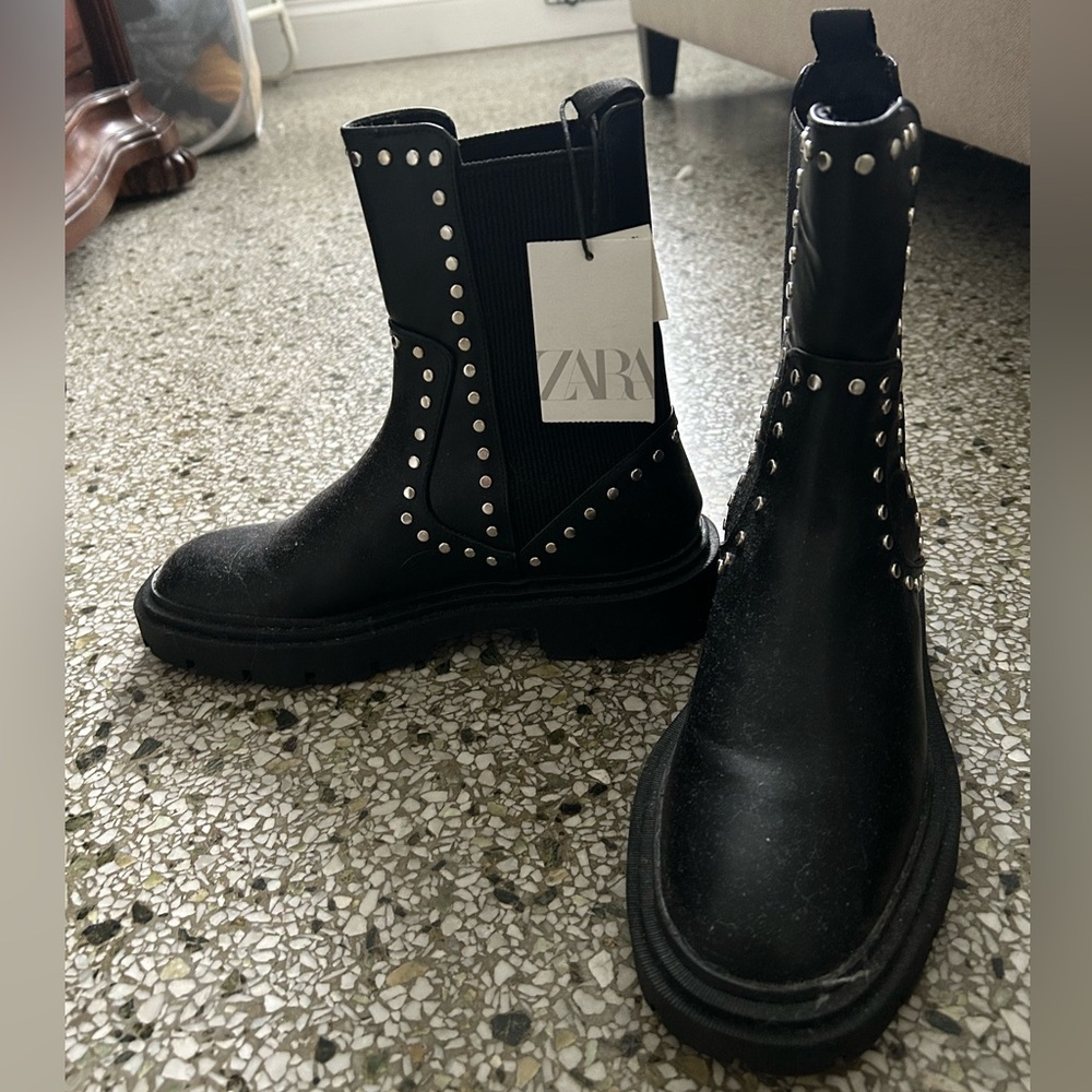 Black studded boots from Zara NWT
